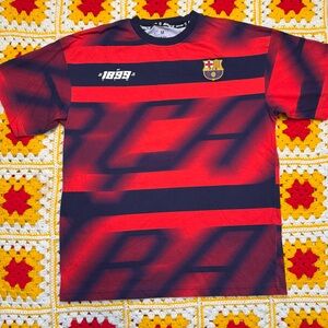 Mens M FC Barcelona FCB Logo Soccer Futbol Jersey Shirt Red  Logo Official Merch